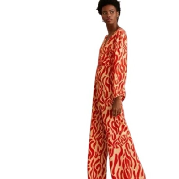 Anthropologie Faithful The Brand Womens Jumpsuit in Coral Cream LaCateau Print 2 - Picture 3 of 9